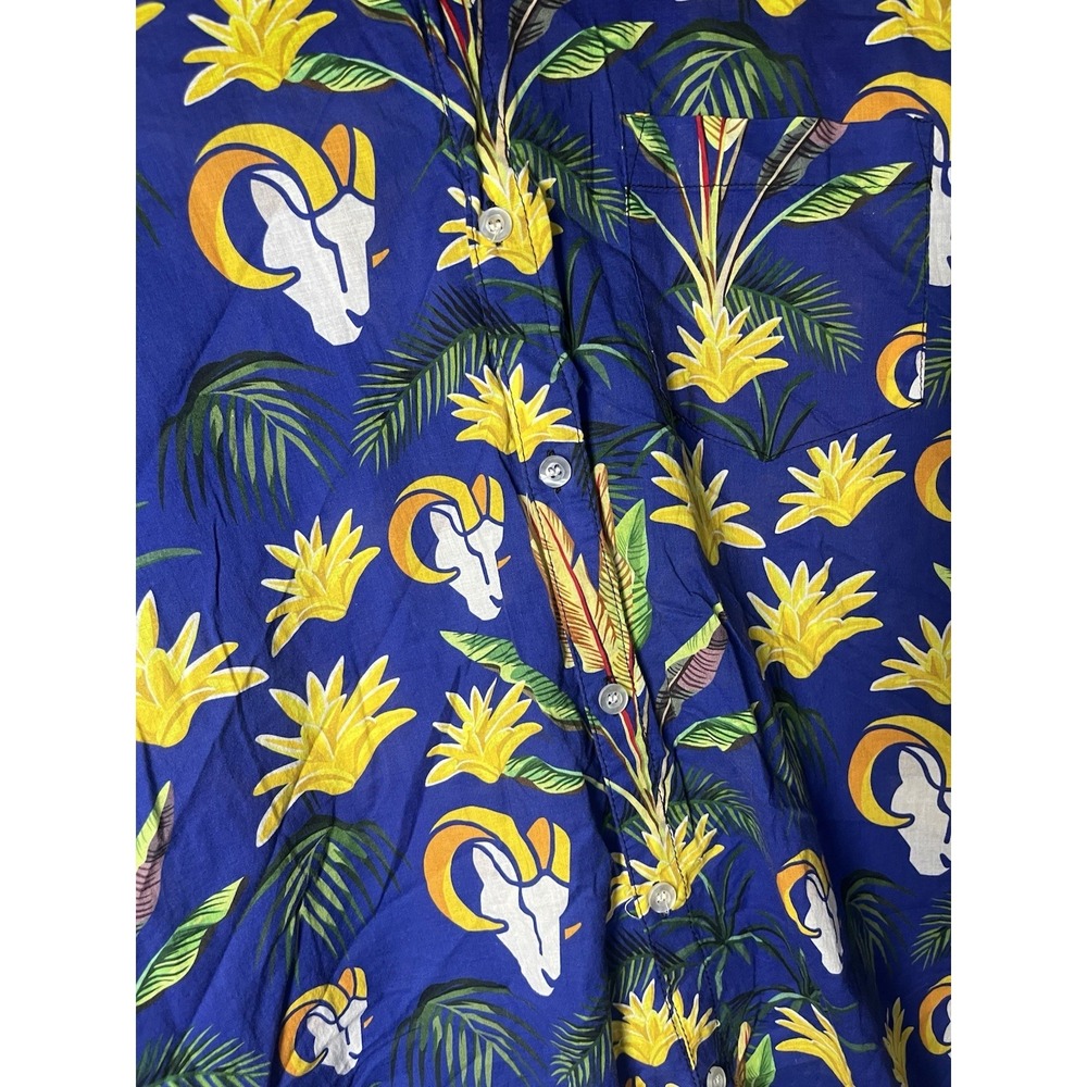 FOCO Los Angeles Rams Victory Vacay button-up shirt Blue Floral XL - Picture 3 of 7